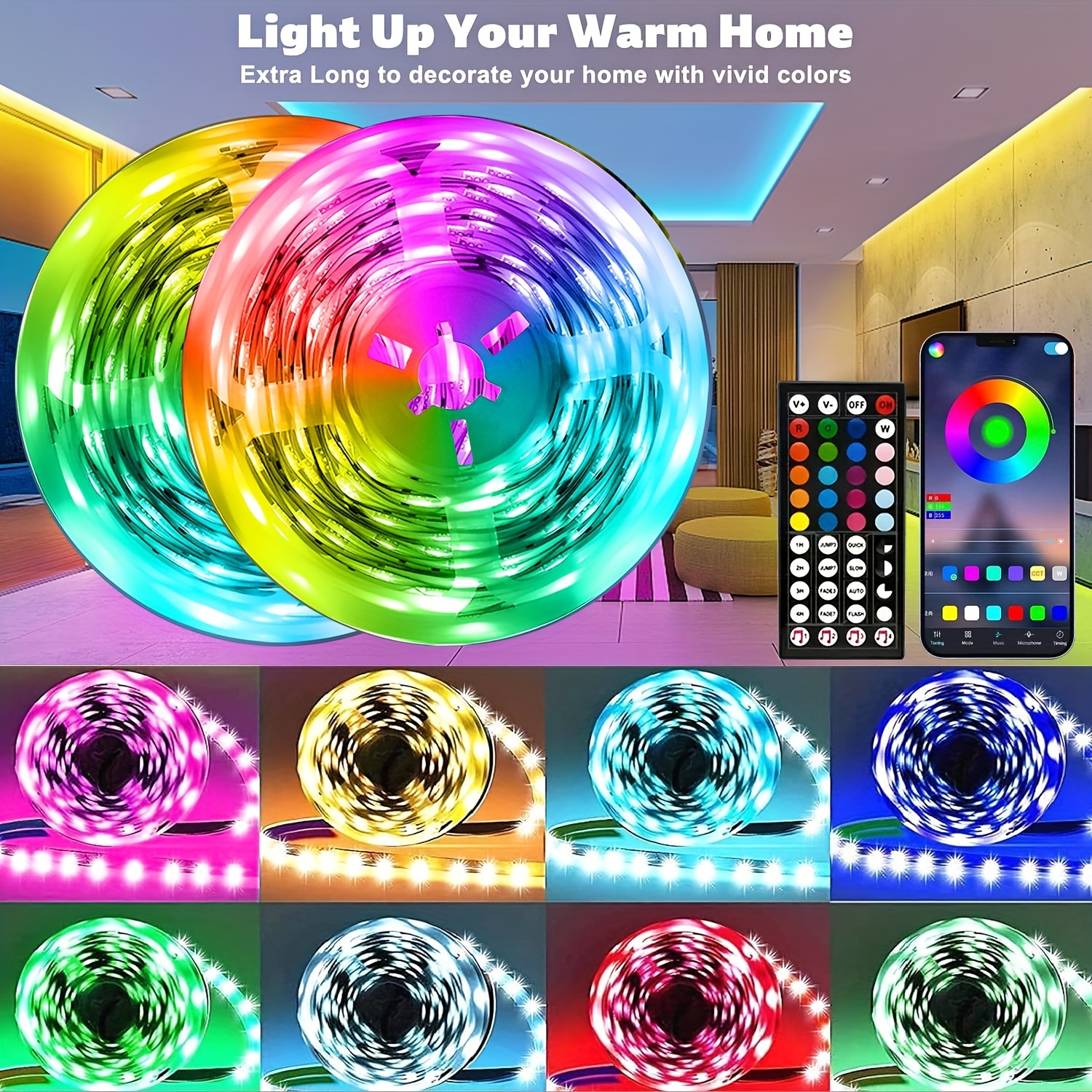LED Strip Lights, 5M/16.4ft RGB LED Light Strip 5050 LED , ip65 Waterproof  Color Changing LED Strip Lights for Home Lighting Kitchen Bed Flexible