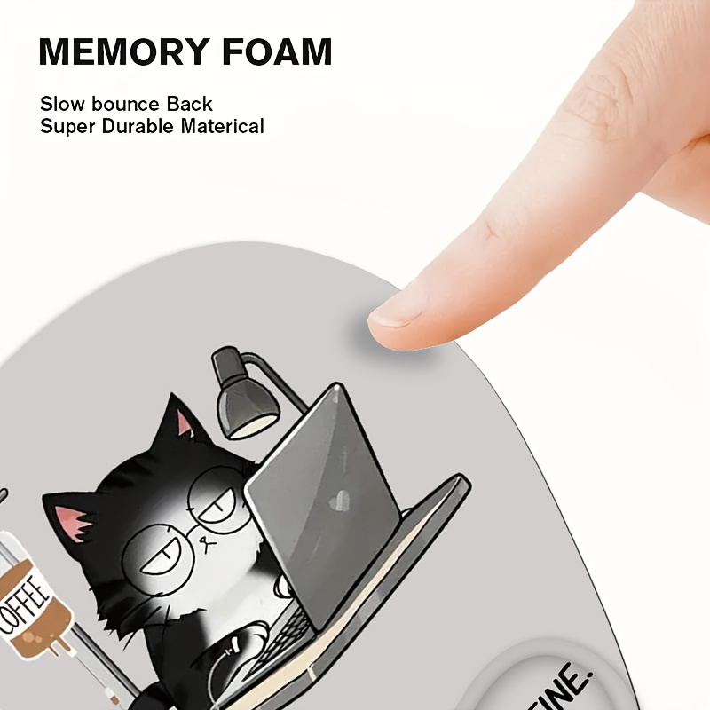 1pc whimsycat ergonomic silicone wrist rest pad anti slip   hand drawn hardworking   memory foam support for home office use details 3