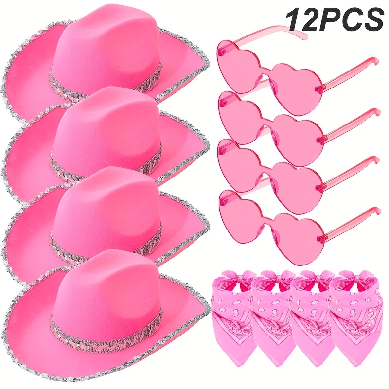12-Piece Western Cowboy Party Hat and Glasses Set