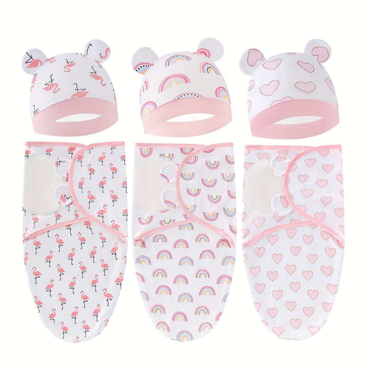 

2pcs/set, Soft Cotton Baby Swaddle Sleep Sack Set With Hat