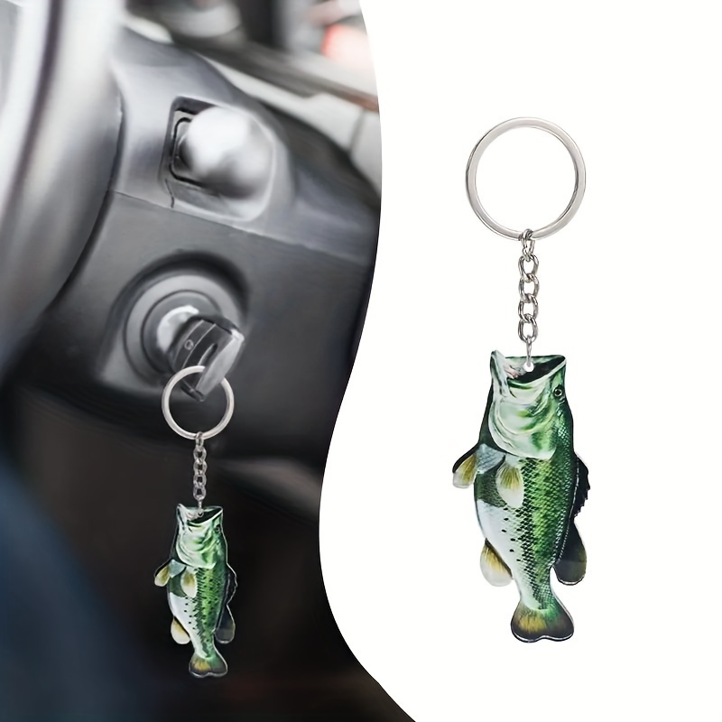 

Bass Fish Shaped Acrylic Keychain - Single Novelty Keychain With Metal Ring, Cartoon Anime Keyring For Backpack Decor, Couple Gift, Christmas Tree Ornament, Ring Buckle - Animal Themed Key Accessory