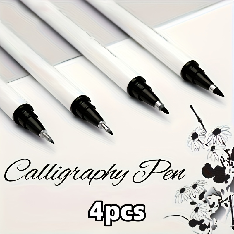 Image of 4pcs/box. Waterproof Soft Pens Are Designed For Calligraphy, Practice, And Special . In 4 Sizes: Large, Medium, Small, And Extremely Fine. Are Double-ended Pens For Professional Artistic Use