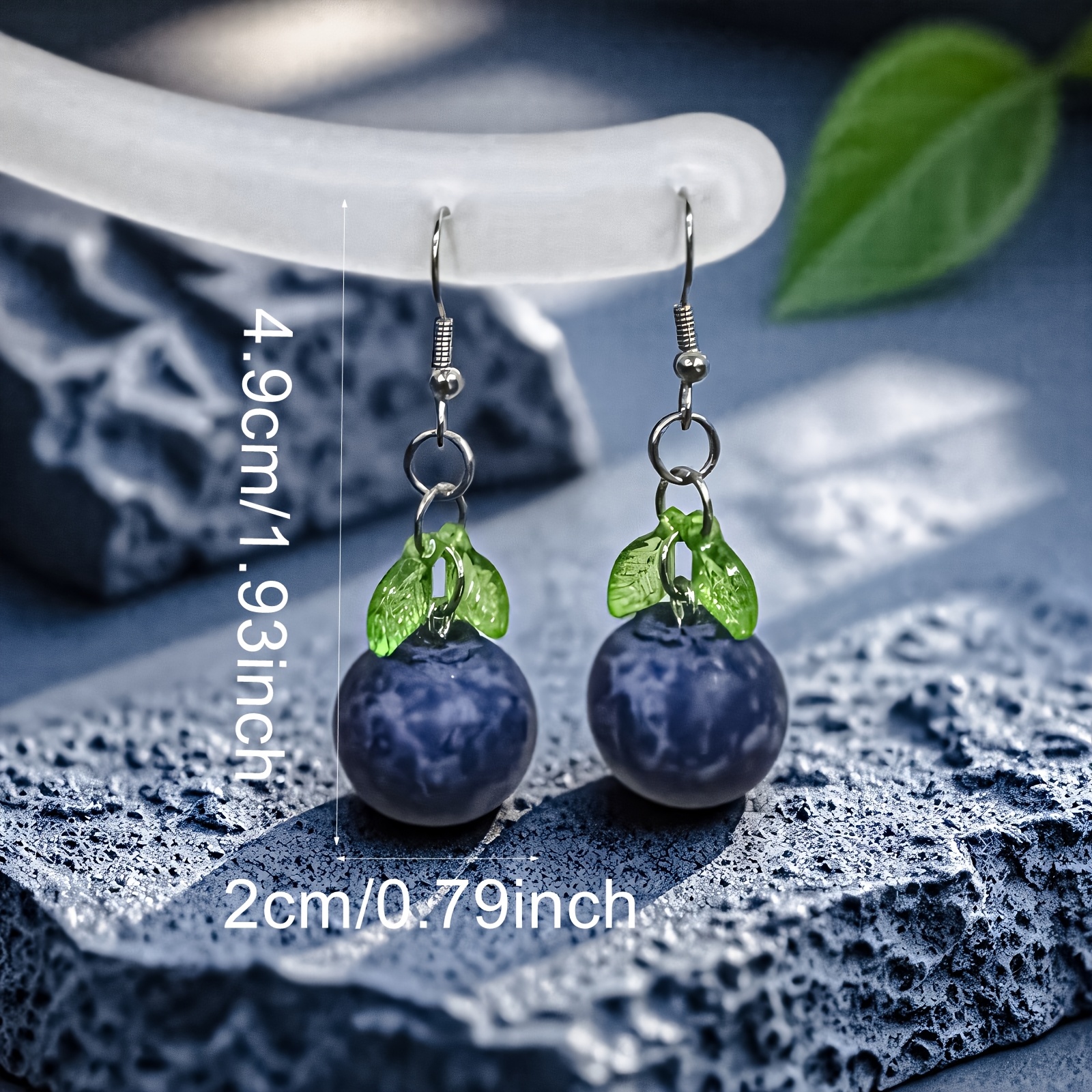 Whimsical Blueberry Dangle Earrings Realistic Resin Berries for Women