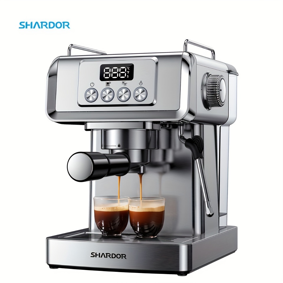 

Shardor Espresso Machine, 20 Bar Coffee Machines With Milk Frother Steam Wand, Manual Latte & Cappuccino Maker, Temperature Display, 60 Oz Removable Water Tank, 1350w, Stainless Steel