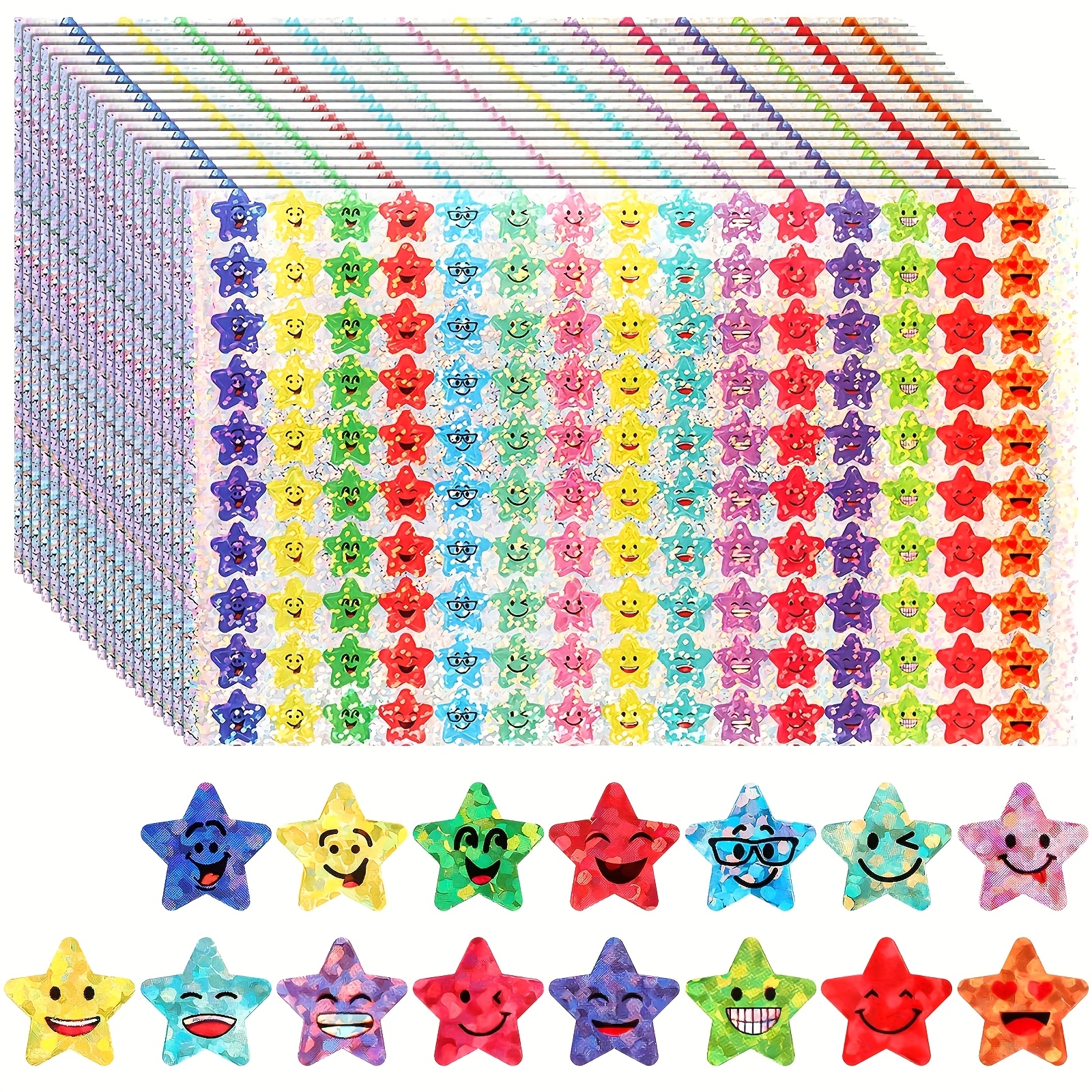 1800 kosov Holografske nalepke z zvezdami, laserske bleščeče nalepke za izražanje, samolepilne za ustvarjanje dnevnika, planerja, scrapbookinga,
