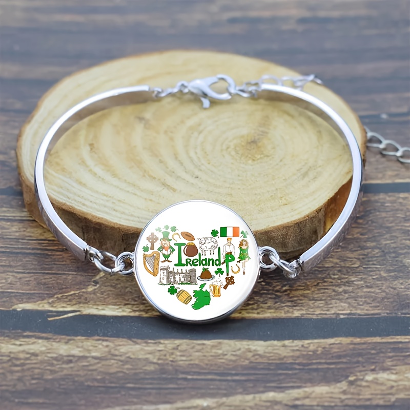 4pcs Irish-Inspired Jewelry Set with Necklace, Bracelet, and Stud Earrings