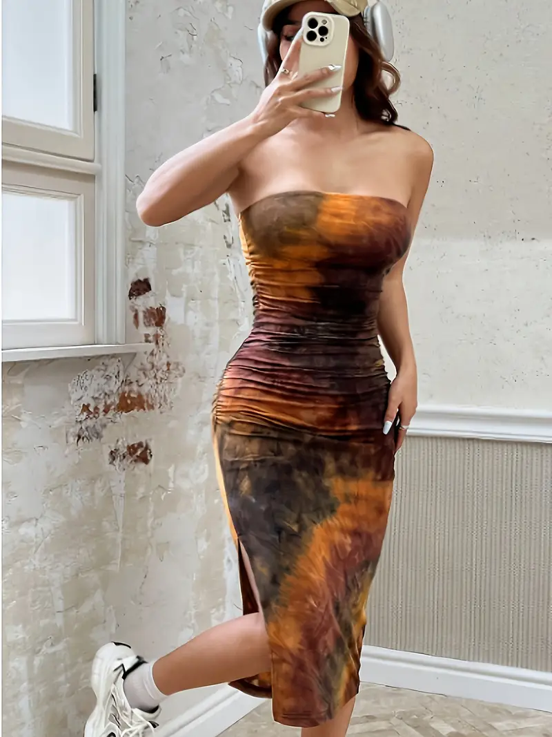 orange and black tie dye dress Amazon.com: NUFIWI Women Tie Dye Tube Maxi Dress Gradient Cut Out Long Dress Strapless Sleeveless Flowy Sundress Beach Party(Dressy Orange,S) : Clothing, Shoes & Jewelry