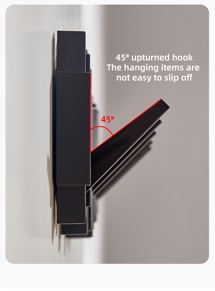 Foldable Piano Hook Rack - Hidden Arms Wall Organizer, No-Drill Entryway Storage