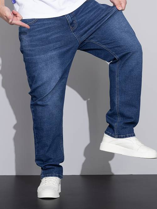 mens business jeans stretch non see through pants with formal casual pants for office meetings casual attire machine washable big tall men versatile clothing washed denim look comfortable size