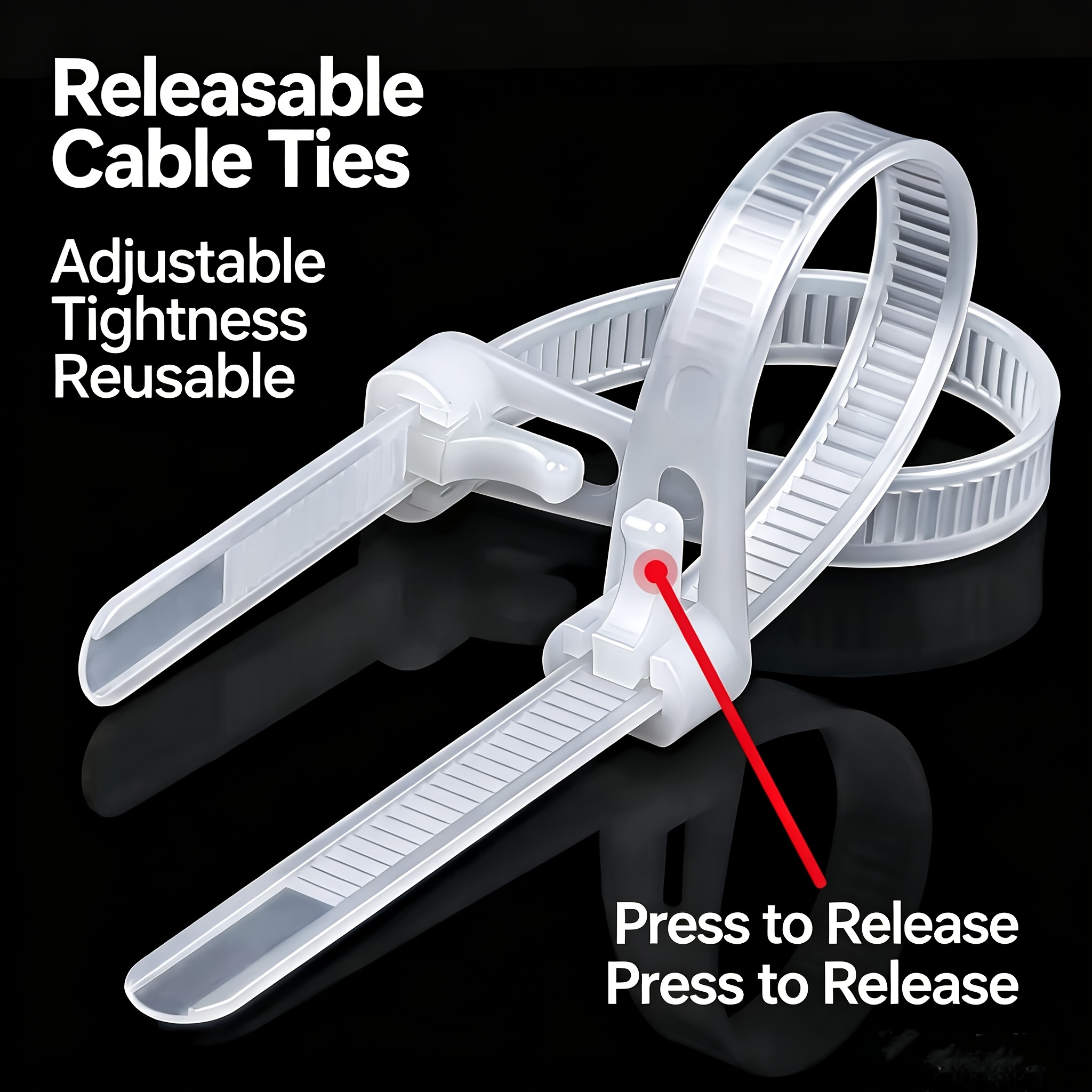 60pcs Reusable Self-locking Nylon Cable Ties - Convenient And Quick - Fasteners, Space- Cable Management Solution, Cable Organizers Zip Ties