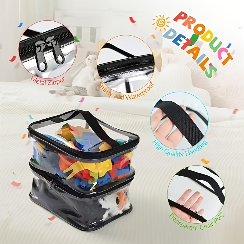 Image of 2pcs Set Of Storage Bags, Suitable For Blocks, Cars, Convenient For Storage, Keeping Bedroom And Living Room Tidy, Organizer For School, Kids Christmas Gifts