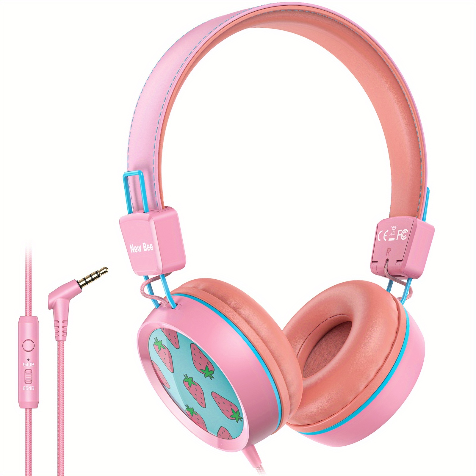 E-shop New Bee Kinder-Kopfhörer mit Mikrofon für die Schule KH20 HD Stereo, sichere Lautstärkebegrenzung 85 dB/94 dB, faltbare, leichte