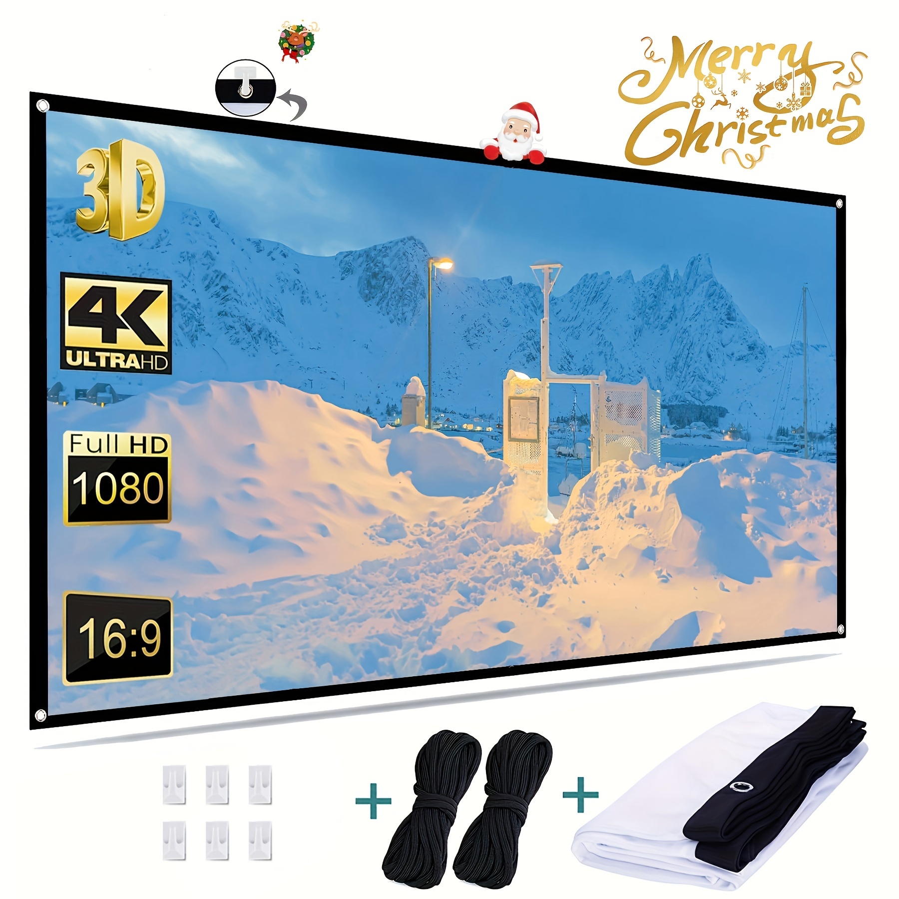 item picture   inch for home projection screen suitable for   outdoor and indoor use featuring a foldable wrinkle free portable 4  9 projection screen ideal for home theaters parties and offices