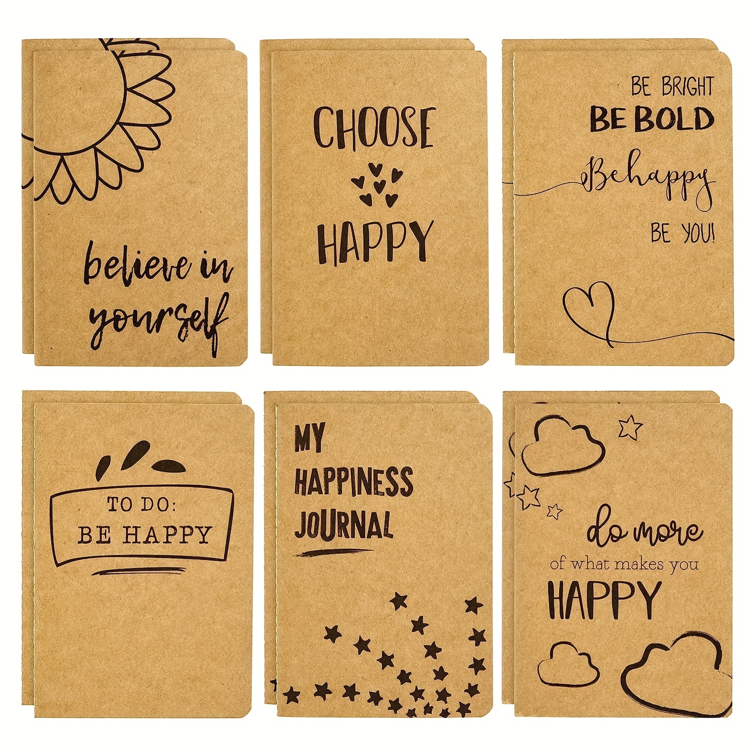 

12- Inspirational Kraft Journals - Lined Notebooks For Supplies (80 , 4 X 5.75 ) - Be