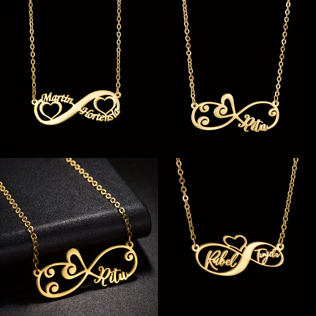Customizable Infinity Heart Pendant Necklace in Bohemian Style