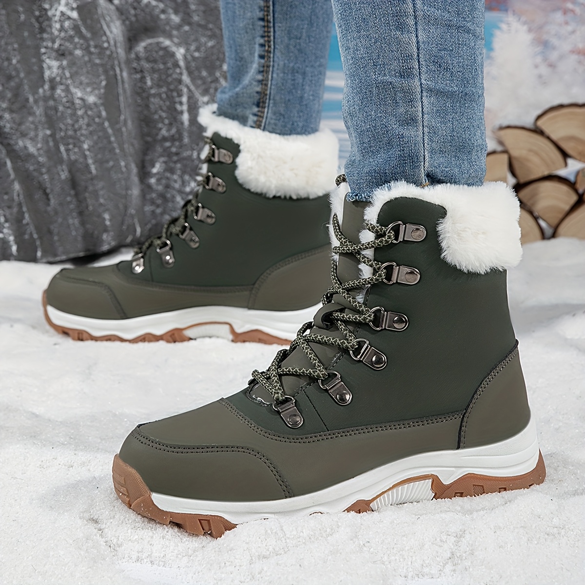 womens winter warm plush snow boots with anti slip tpr sole suitable for outdoor round toe upper soft inner for   traction cozy weather footwear for daily use activities Product details 11