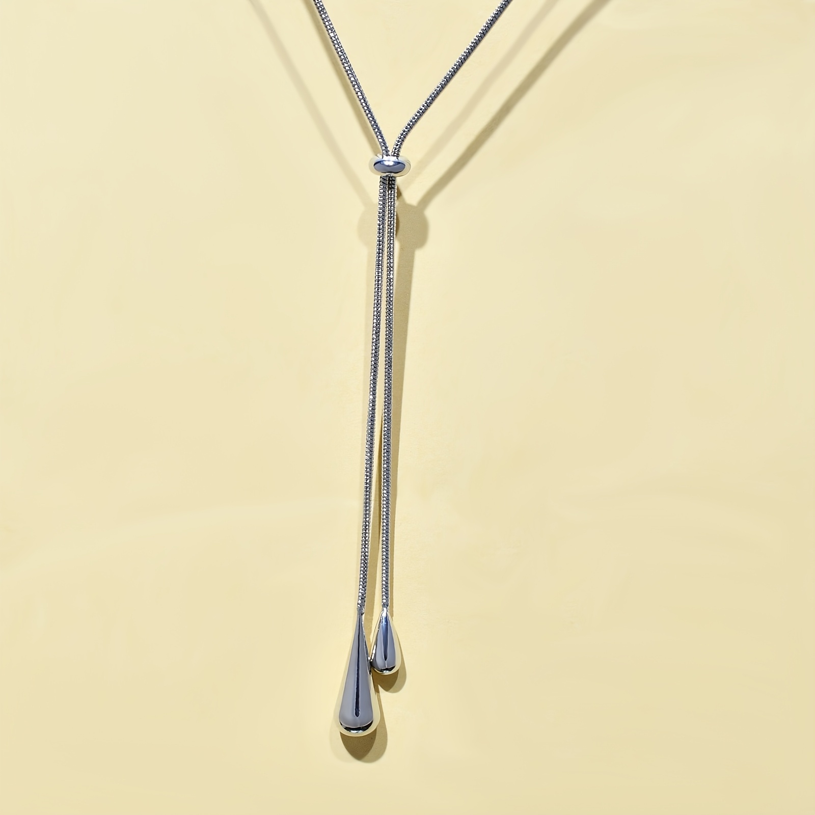 1pc of New Fashionable Exquisite Copper Material Pull-adjustable Teardrop Pendant Chain Women's Necklace