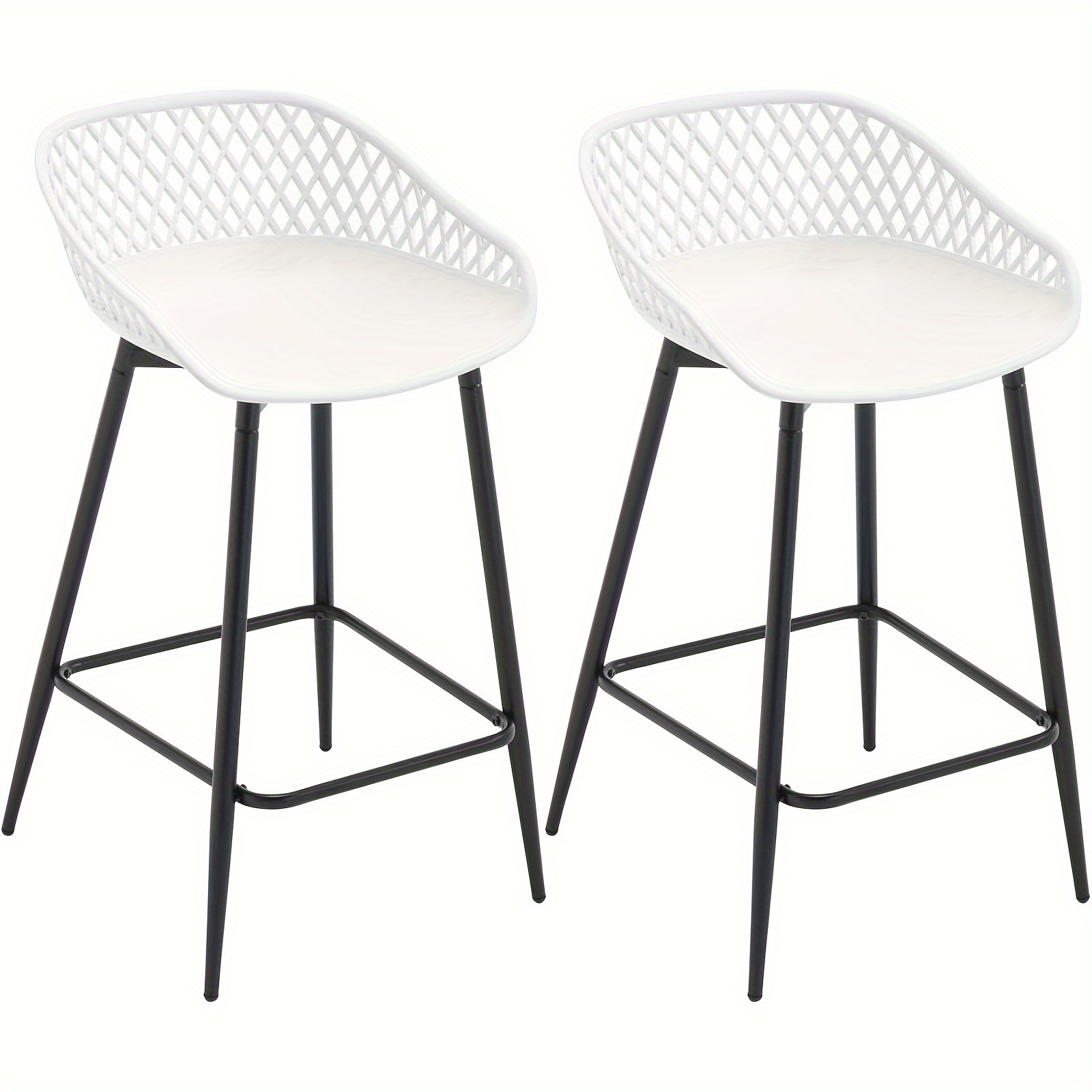 2pcs With Hollow Backrest, Wide Seat With Footrest, Metal Footstool, Made Of Pp Plastic
