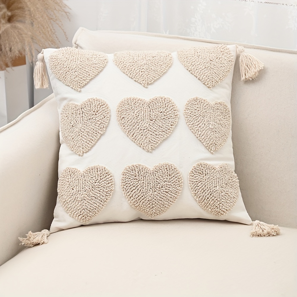 

1pc, Bohemian Square Valentine's Day Cushion Cover, Polyester Cushion Cover, Valentine's Day Throw Pillow Cover, Sofa Cushion Cover, Living Room Throw Pillow Cover (no Pillow Core)