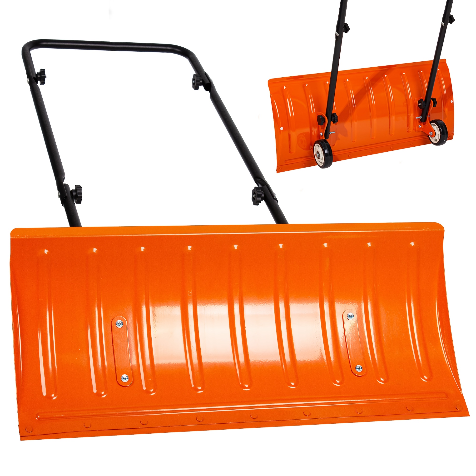 

Heavy-duty 30" Metal Snow Shovel With Wheels - Large Blade For & Doorway , U-shaped Handle For Comfortable Grip, & Rustproof