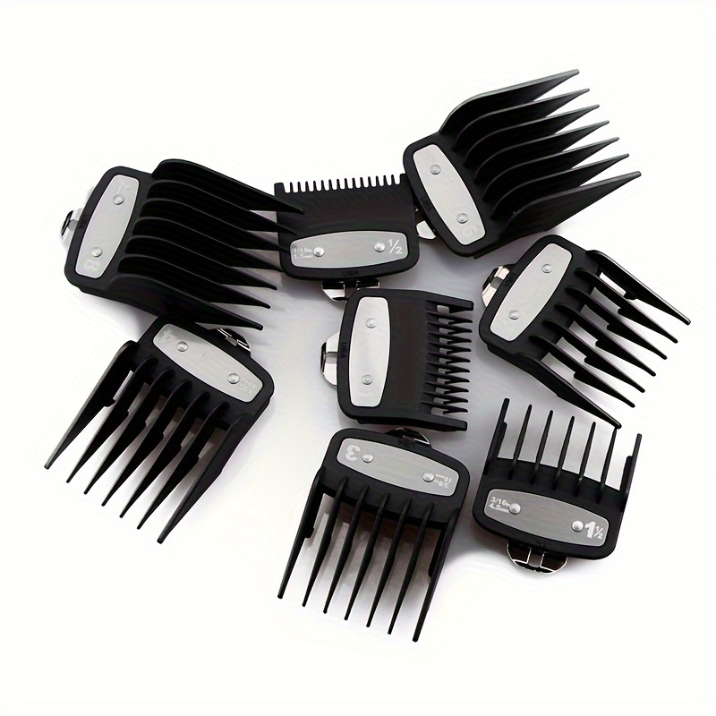 Image of 1 Set Of 8 Clipper Guide Combs, Oil Head Gradient Hair Clipper Limit Comb, Barber Clipper Attachment Set, Men's Hair Clipper Positioning Comb Set, Metal Positioning Comb, Suitable For 8148 8504 8591