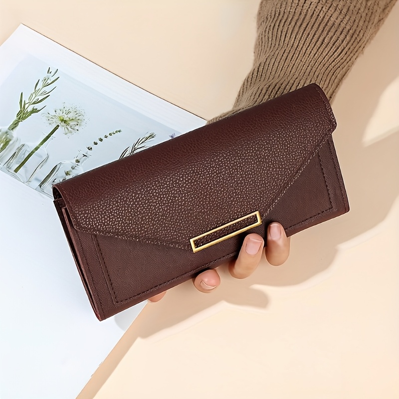 TEMU Portafoglio da donna vintage, pochette a , portacarte pieghevole con scomparti multipli per carte e chiusura a in metallo, portamonete da donna,