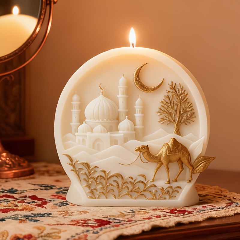 Islamic Candle Silicone Mold - Essential for Home Decor And Ramadan Celebrations. Perfect for Living Room, Bedroom, Tabletop Decoration, Ideal Gift for Ramadan, Craft Supplies for Ramadan - And Camel Design, Easy Demold