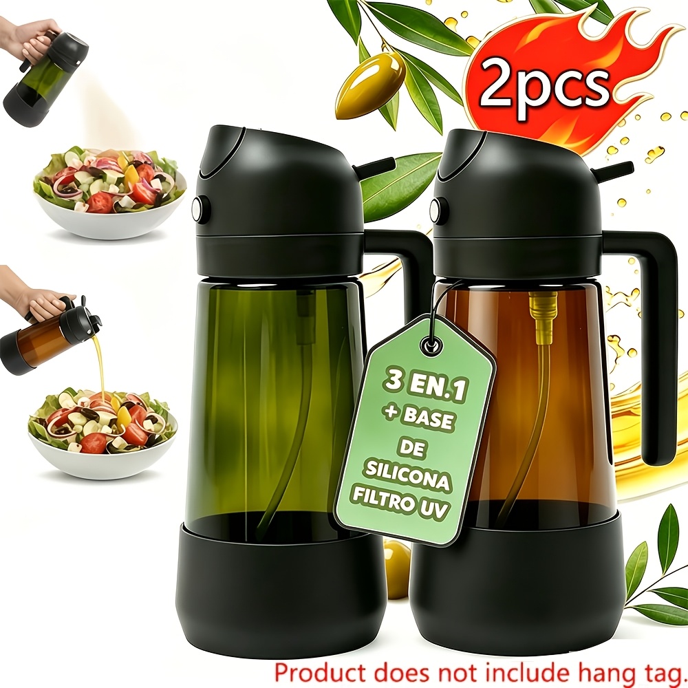 TEMU 2pcs Glass Olive Oil Functions As A Cooking Sprayer. It's A Kitchen Glass Olive Oil Dispenser Suitable For Rvs And Kitchens, A Kitchen Gadget,