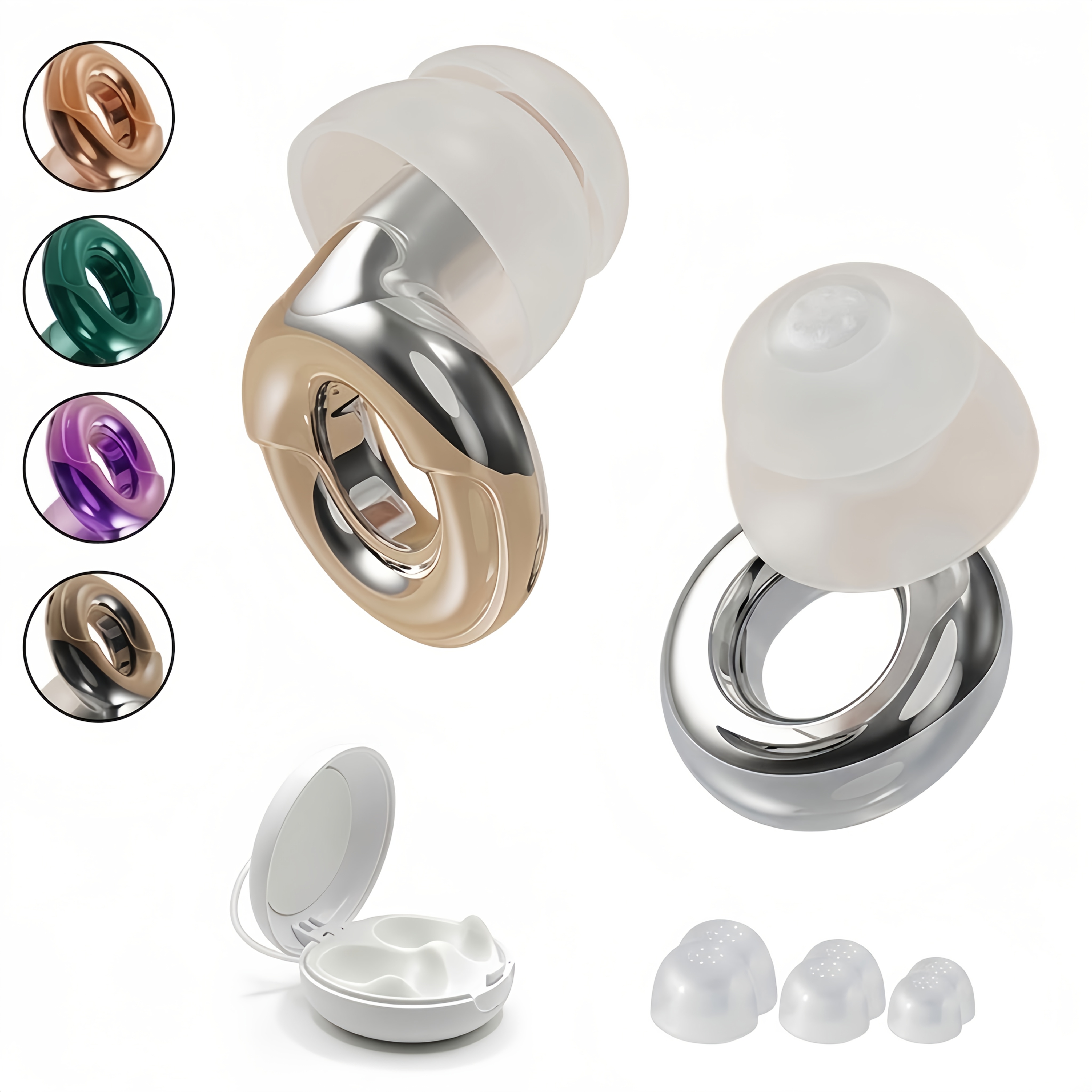 TEMU New Electroplated Earplugs, Earplugs Designed Specifically For Sleep Comfortable And Soft, Washable And Reusable Earplugs, Suitable Work, Study,
