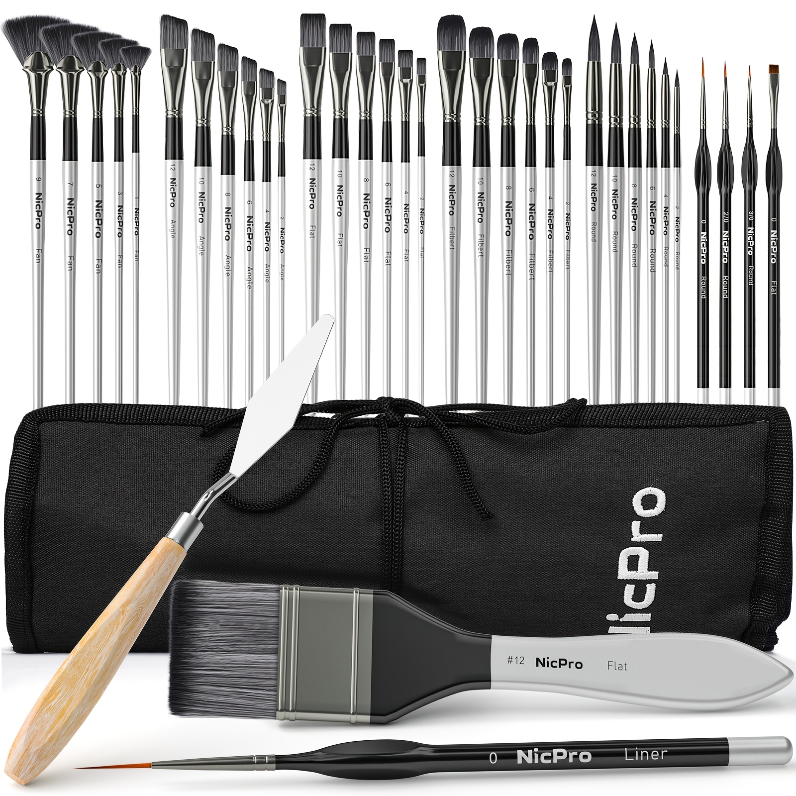 36pcs Professional Paint Brushes Kit With Storage Roll For Artists Beginners Art Painting, Suitable For Artists