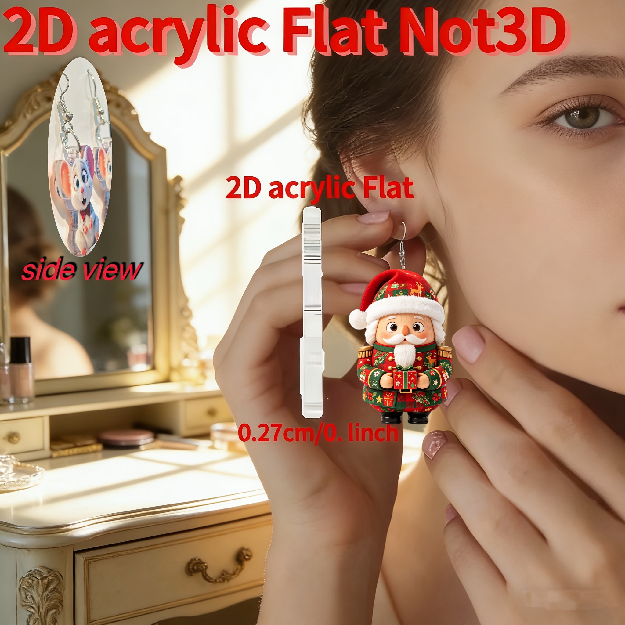 Nutcracker Acrylic Pendant Earrings for Christmas