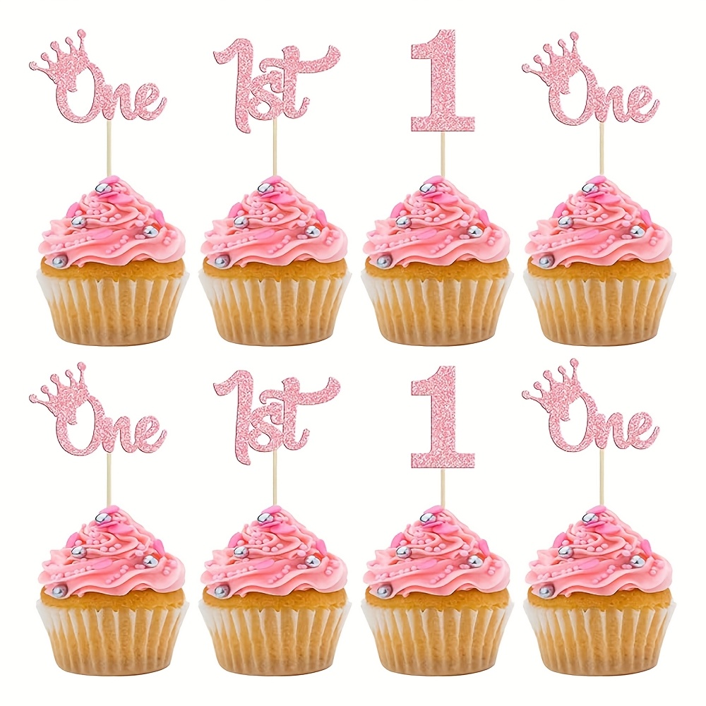 24 Crown 1st Birthday Cupcake Toppers