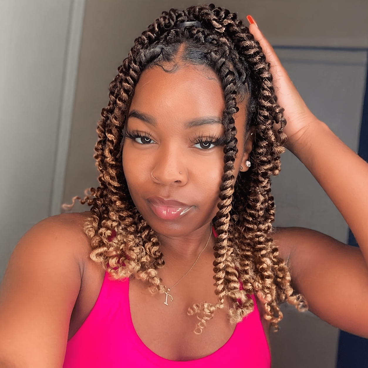 TEMU Costume 18" Large Knotless Passion Twist Braided Wigs Full Double Lace Wig For Women Lace Frontal Synthetic Braided Wig Lace Front Braids Wigs