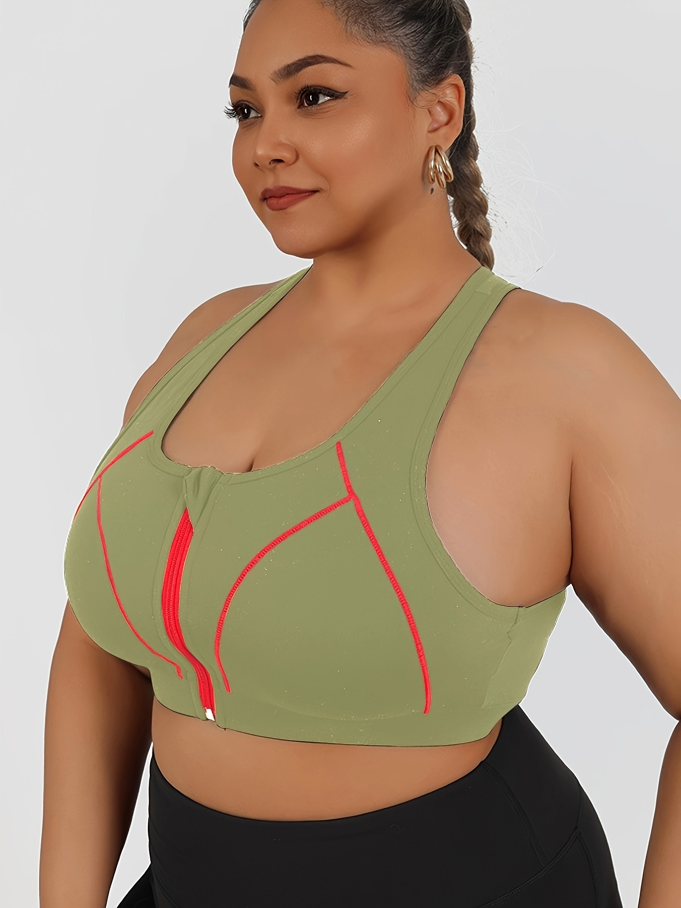 High-intensity Collision Color Fitness Bra With Front Zipper, One-piece Outerwear, Beautiful Back, Anti-sagging Yoga Vest
