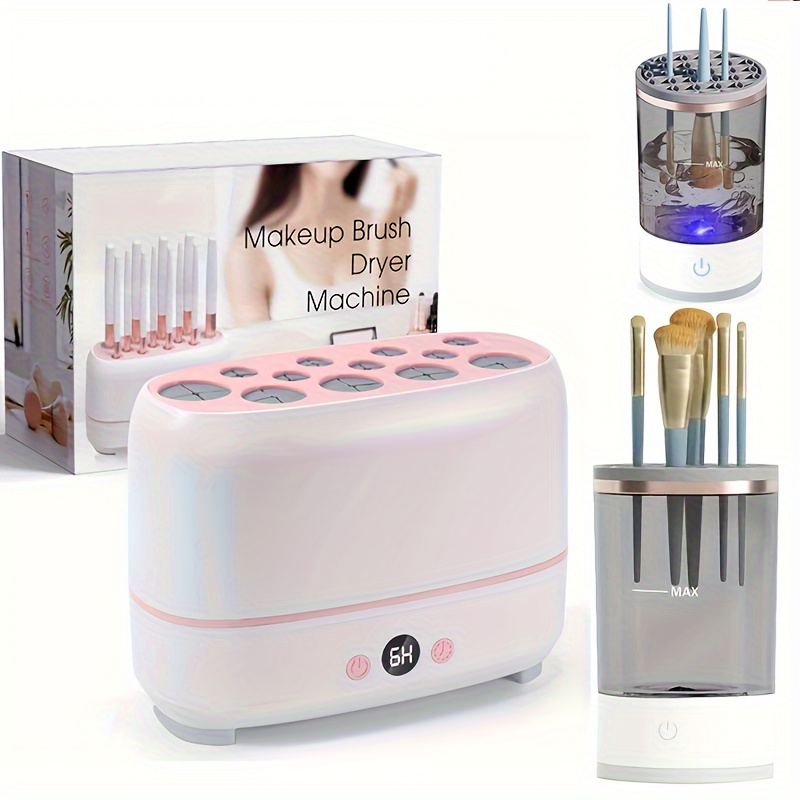 1 Set 2 In 1 Electric Brush Cleaner USB Rechargeable Automatic Brush Cleaner Makeup Brush Dryer