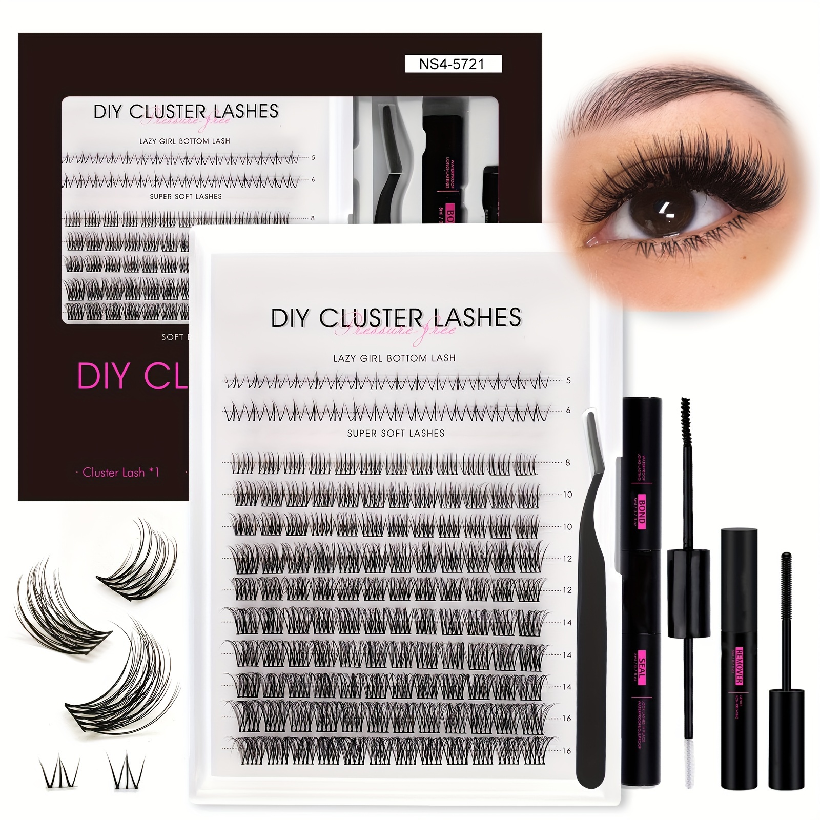 

32pcs+120pcs, Diy Eyelash Extension Kit, Individual Lashes , 8-16mm Mix 30d 40d With Lash And Seal And Remover Lash Applicator For Beginners(ns4-5721) For