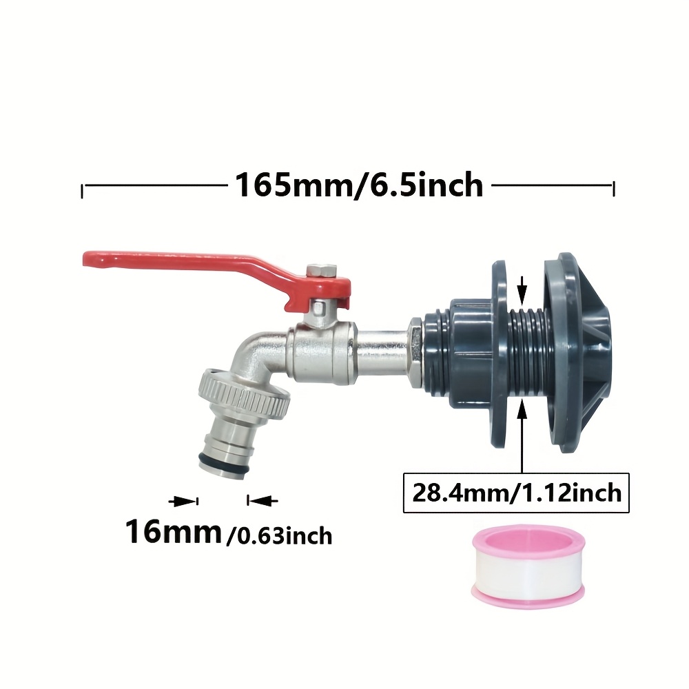 Image of Ibc Water Tank Thread Connector S60 To 16mm Water Tank Fitting Garden Hose Connector Metal Tap For Outdoor Rainwater Collection Bucket Valve