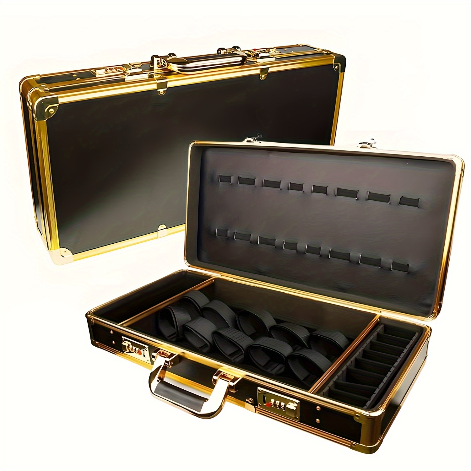 

Professional Barber Supplies Case, Barber Cases For Clippers And Supplies, Hairdressing Tools Storage Case With Handle And Secure , Barber Travel Case (gold)