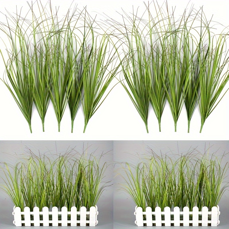 

10pcs Lifelike Artificial Greenery Plants - Uv Resistant Onion Grass In White Fence Design For Indoor & Outdoor Decor, Thanksgiving And Display