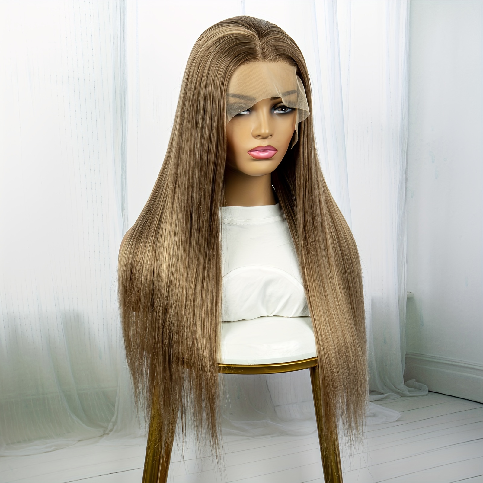 Ash Blonde13 3 Lace Front Wigs Long Silk Straight Light Temu