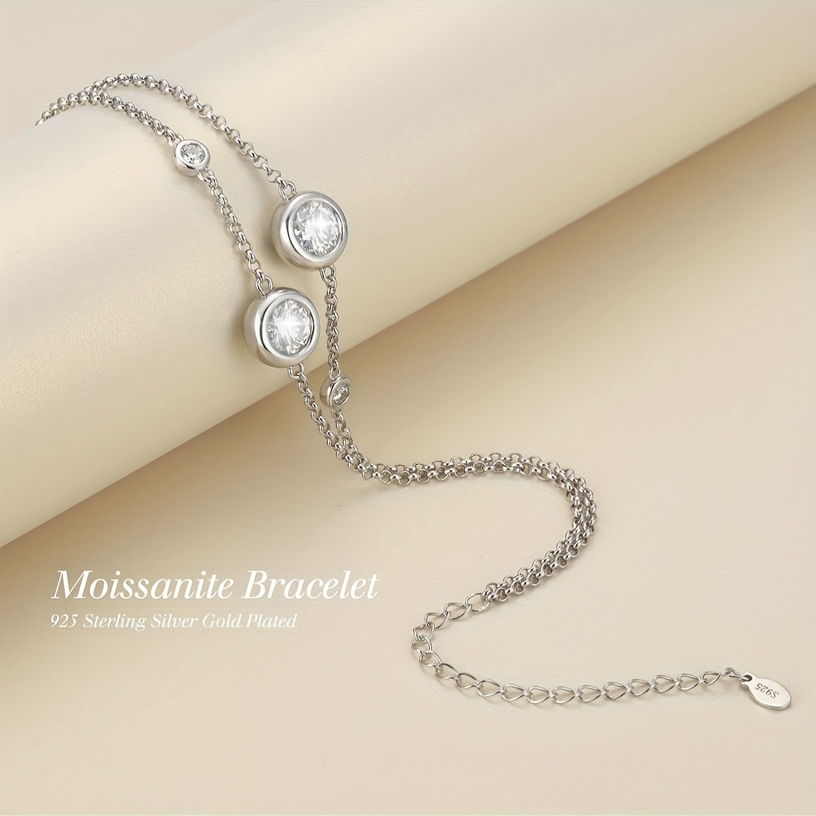 S925 Silver Bracelet with Zirconia Double Bubble Layer