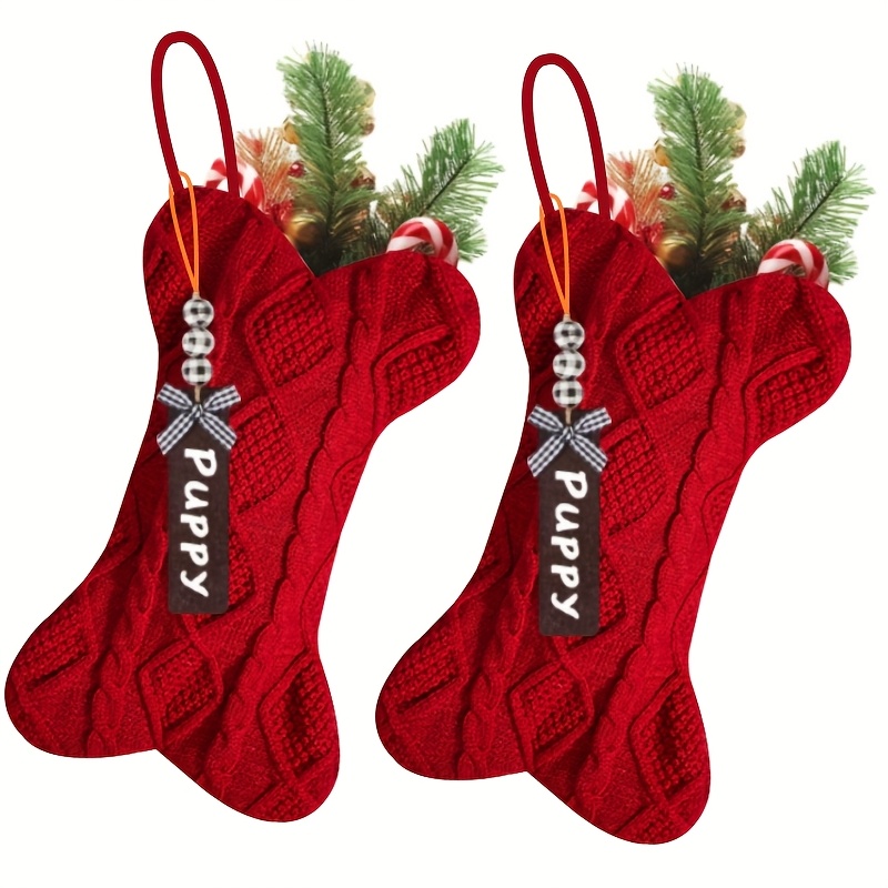 Calza Della Befana/Calza Di Natale 37 Cm Con Animali 3D - Gatto E Cane In Tessuto Non Tessuto Per Camino E Albero - 2