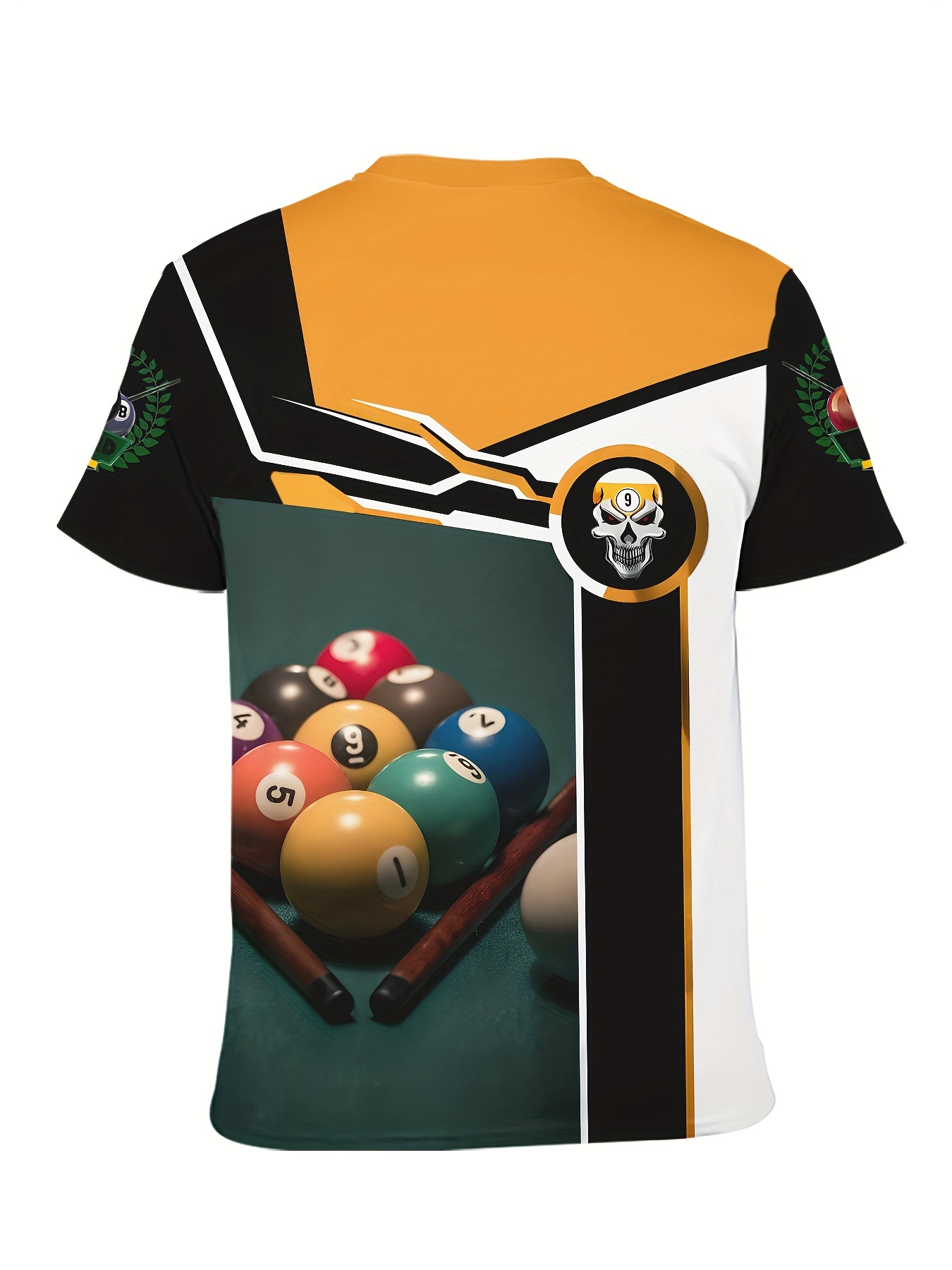 3d Digital Billiard Theme Skeleton Skull And Color Block Pattern Crew