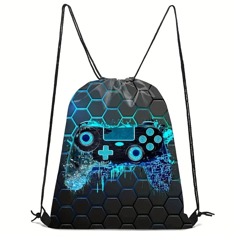 Image of Controller Pattern Drawstring Pouch, Travel Shoe Bag, Gym Sports Backpack, Outdoor Travel Drawstring Bag, Large Capacity And Durable. [printed Design - Not Textured]