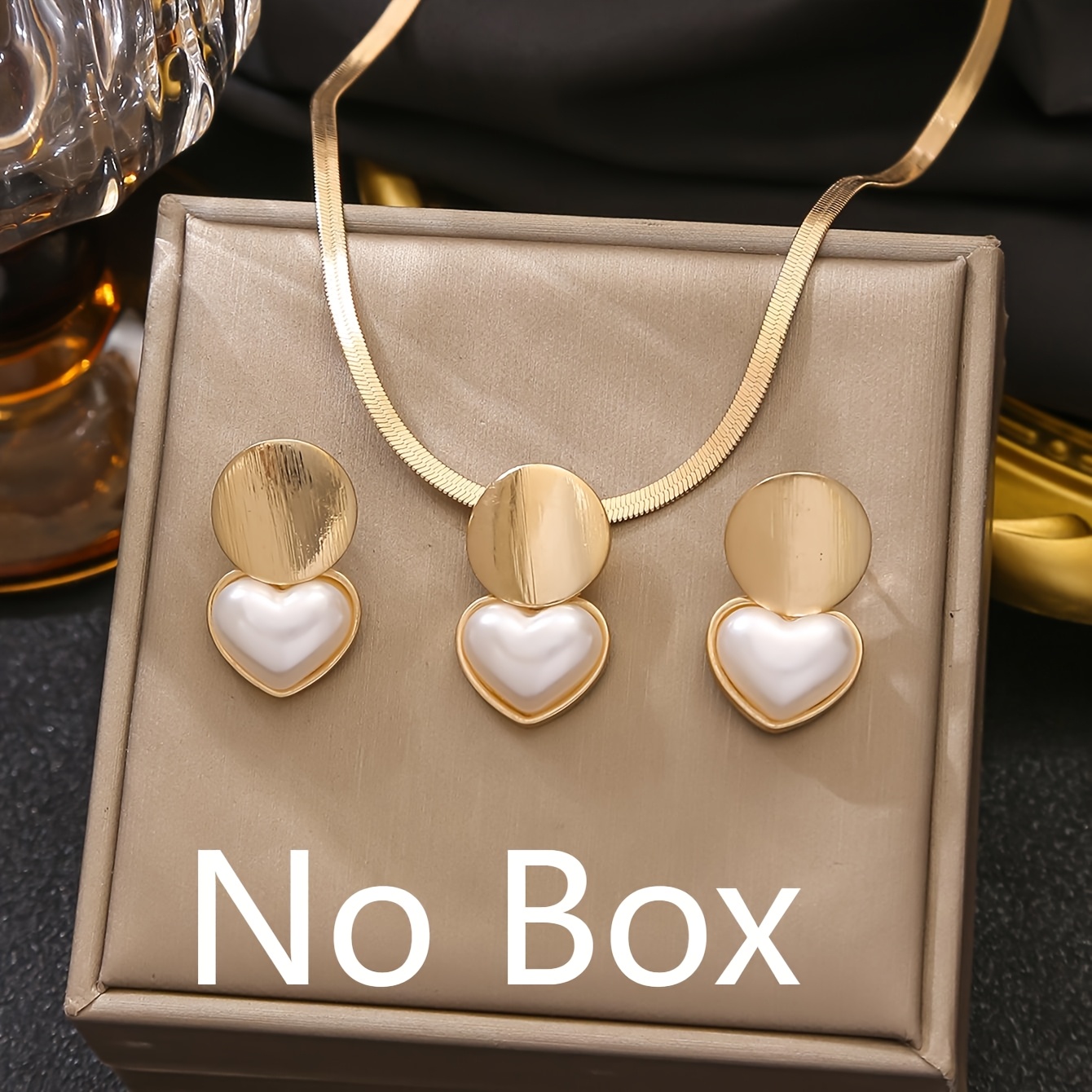E-shop 1 Halskette + 2 Ohrringe Mode Herzförmiges Schmuckset, Elegante Perlen Herz Ohrringe und Halskette Set, Vielseitige Damen Schmuck für , Party,