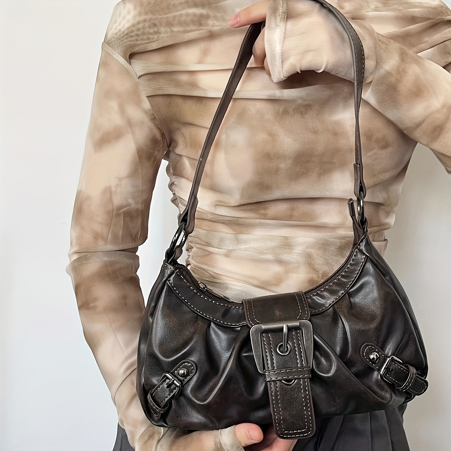 vintage imitation synthetic leather handbag shoulder bag - Temu Canada