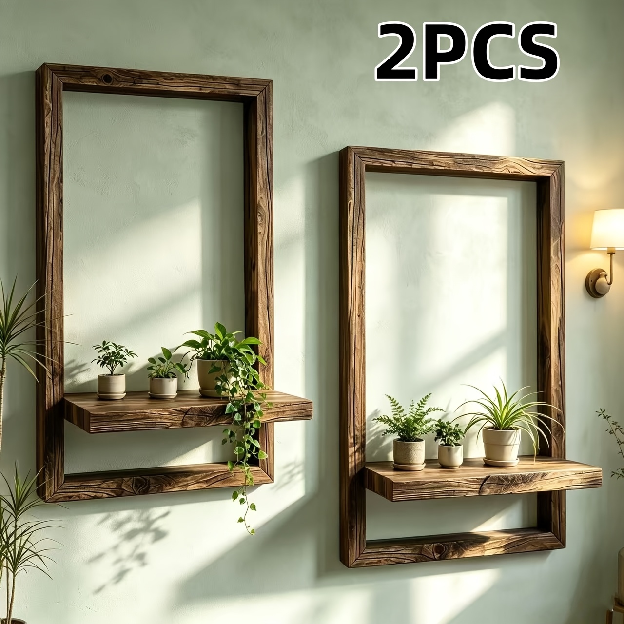 TEMU 2pcs Nordic Style Wall-mounted Shelves, Suitable For Small Spaces, Books And Bedroom Living Room Bathroom, Space- Shelves