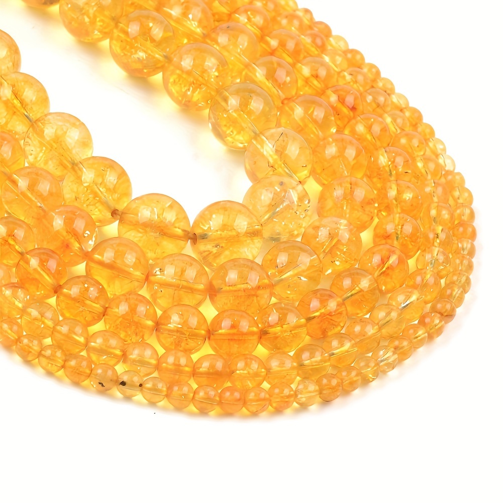 

Natural Citrine Stone Beads For Jewelry Making - Round Loose Spacer Beads 4mm-12mm, Diy Bracelet Necklace Crafting Supplies, 15-inch Strand