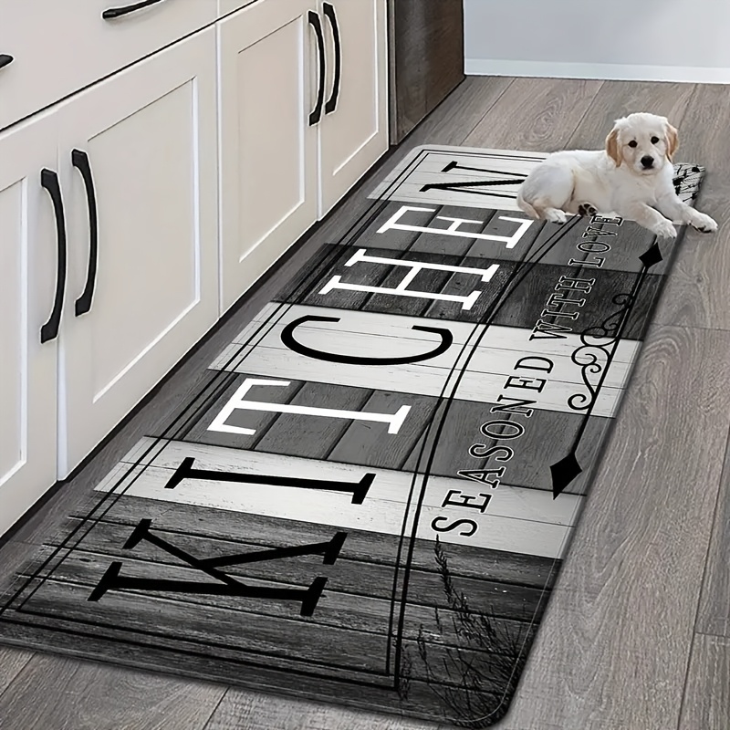 TEMU 1pc Velvet Kitchen Runner Mat, Machine Washable, Polyester 100%, Ideal For Kitchen, Hallway, Laundry Room, Living Room Decor, Versatile For