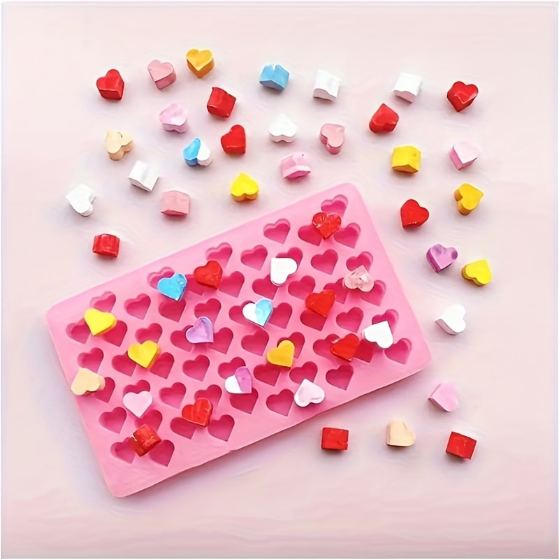 

Cavities 55 Heart Shaped Silicone Mold For Candle Making, Diy Heart Cake Chocolate Fondant Baking Mold, Ice Cube Tray Kitchen Supplies, Valentine's Day Wax Melt Mold